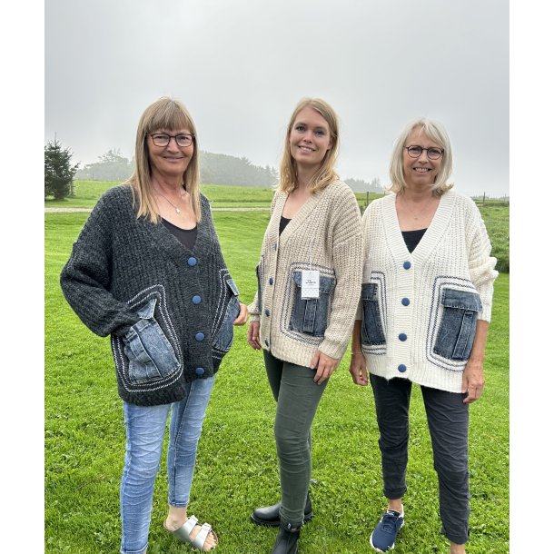  Oversize strik jakke med store lommer