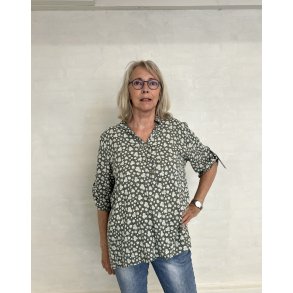 Bluse i let bomuld med stolpe lukning army