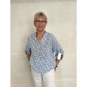 Bluse i let bomuld med stolpe lukning lys bl�