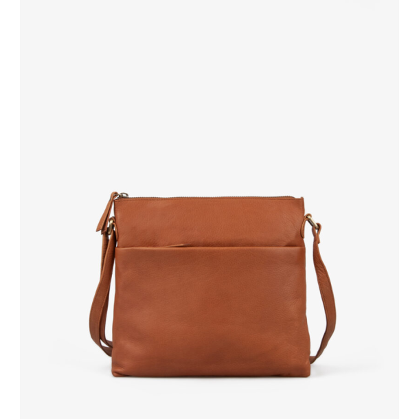 Cognac farvet bld crossbody taske