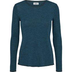 Basis bluse i petrol melange i fint merino uld fra Jalfe 