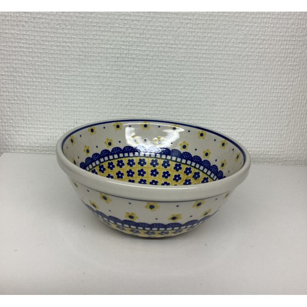 Stor ymer sk�l polsk keramik stent�j med gule blomster