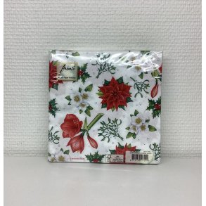 Hvide servietter med jule smukke blomster