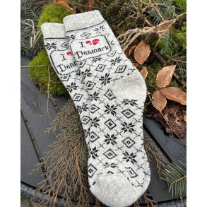 Uld sokker I love Denmark
