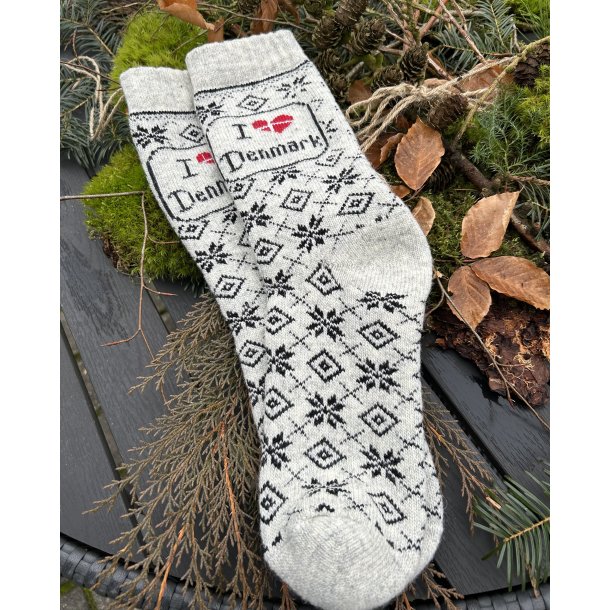 Uld sokker I love Denmark
