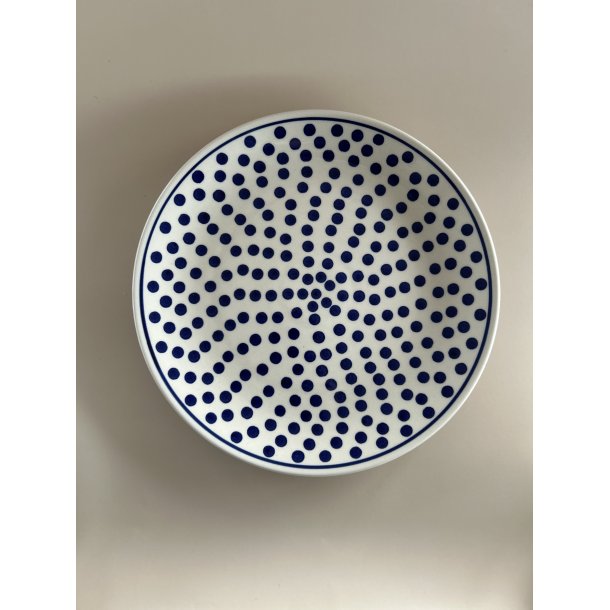 Middags tallerken polsk keramik med bl� prikker
