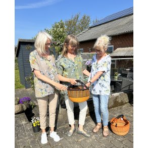 Hr overdel med knap og blomster print