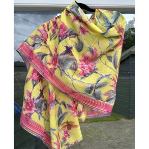 Gult bomulds trklde med blomster