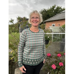 Stribet strik bluse fra Mansted - Oda dark green