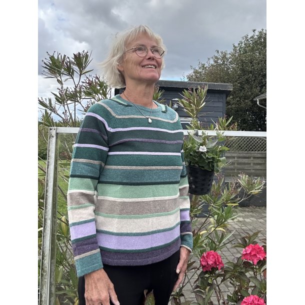 Stribet strik bluse Aline cold green fra Mansted