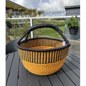 Stor orange Bolga kurv med hanke i gedeskind