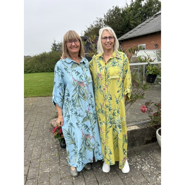 Lang hr kjole gennem knappet med blomster print