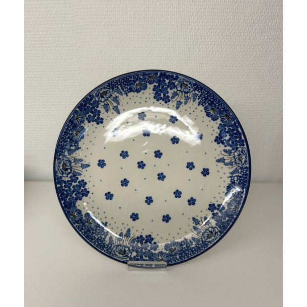 Frokost tallerken med bl blomster i polsk keramik