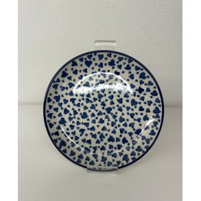 Frokost tallerken i polsk keramik med bl hjerter