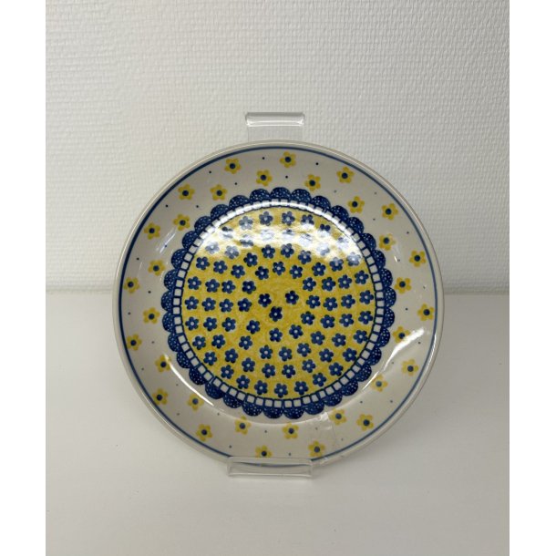 Frokost tallerken med gult mnster i polsk keramik