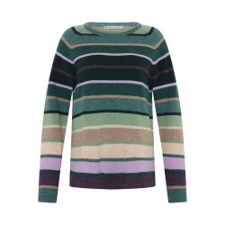 Stribet strik pullover Aline cold green fra Mansted