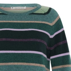 Stribet strik pullover Aline cold green fra Mansted