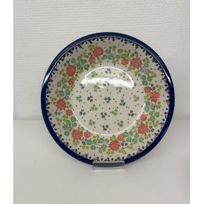 Dyb tallerken i polsk keramik med blomster