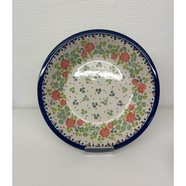 Dyb tallerken i polsk keramik med blomster