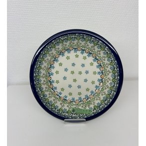 Dyb tallerken i polsk keramik i grnt mnster