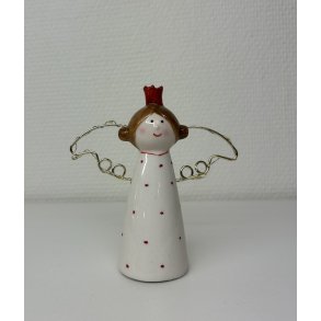 Engel i keramik med LED-lys vinger