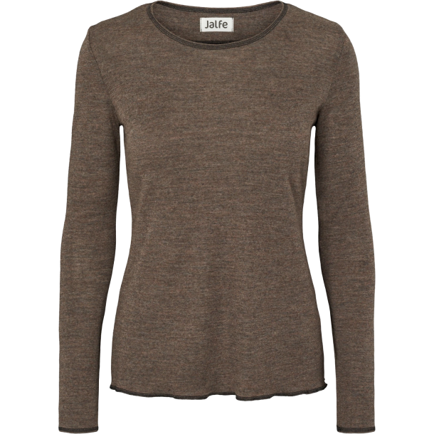 Basis bluse i wood melange i fint merino uld fra Jalfe 