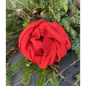 Rdt trklde med abstrakt mnster bomuld silke