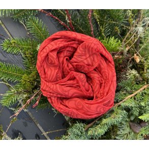 Rdt trklde med mnster i bomuld og silke