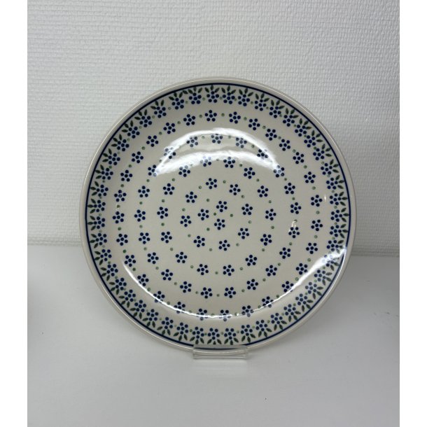 Middags tallerken polsk keramik med bl� og gr�n m�nster