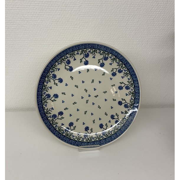 Middags tallerken med bl� blomster i polsk keramik fra Artystyczna 