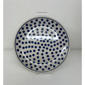 Frokost tallerken med bl prikker i polsk keramik