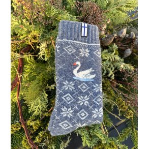 Strik sokker i 80% uld med svane motiv