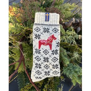 Sokker med r�d Dalar hest i 80% uld 