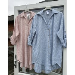 Gennemknappet ternet stor skjorte 