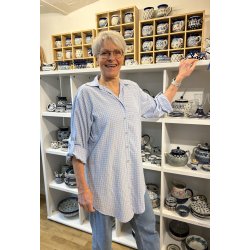 Gennemknappet ternet stor skjorte 