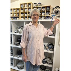 Gennemknappet ternet stor skjorte 