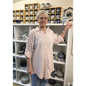 Gennemknappet ternet stor skjorte 