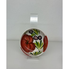 Sk�l med h�ndmalet tomater og oliven