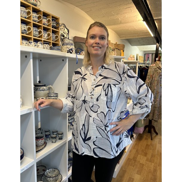 Bomulds bluse med stolpe lukning