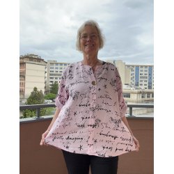Bluse med tekst print rosa