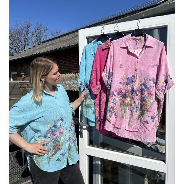 Bomulds skjorte med blomsterprint