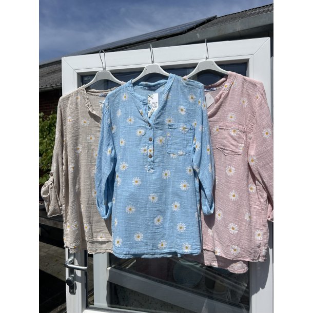 Bomulds bluse med stolpe lukning
