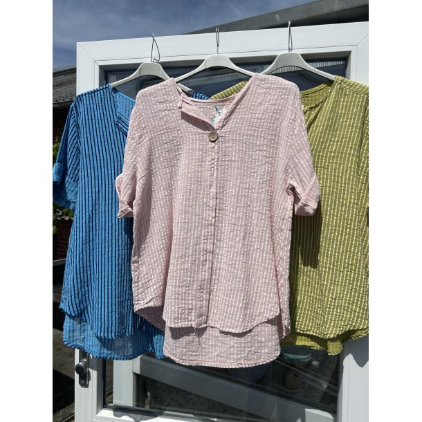 Stribet bomulds bluse