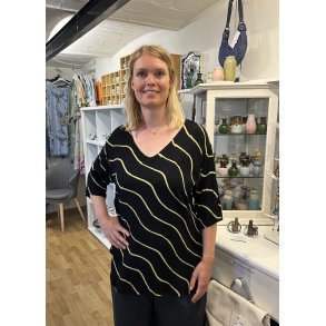 Bluse med V hals h�ndmalet viskose