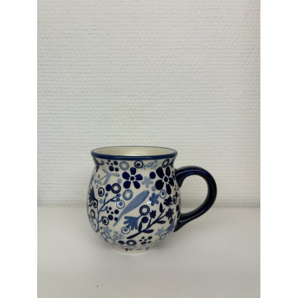 Krus med bl� blomster i polsk stent�j 0,3 L