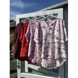 Bluse med tekst print rosa