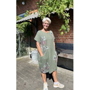Lys armyfarvet h�r kjole med lommer