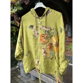 Blomstret h�r jakke med h�tte og lommer