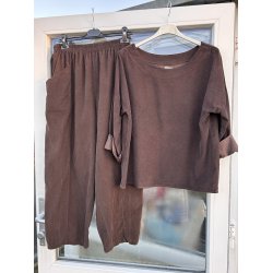 Brunt s�t bluse og bukser i baby fl�jl 