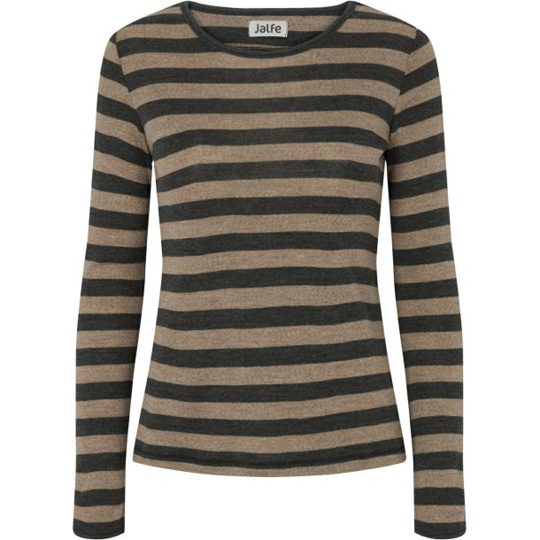Stribet bluse i fint merino uld fra Jalfe 